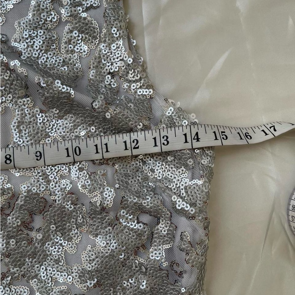 Cache Silver Sequin Cocktail Mini Dress - image 4